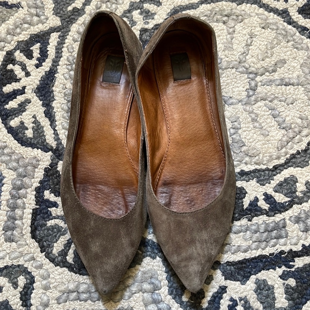 Frye Brown Suede Ballet Pointed Toe Slip On Flats Women's Size 7.5